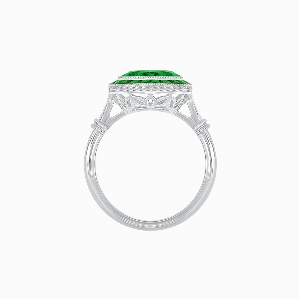 Vintage Inspired Round Gemstone Halo Ring - Shahin Jewelry