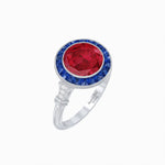 Load image into Gallery viewer, Vintage Inspired Round Gemstone Halo Ring - Shahin Jewelry