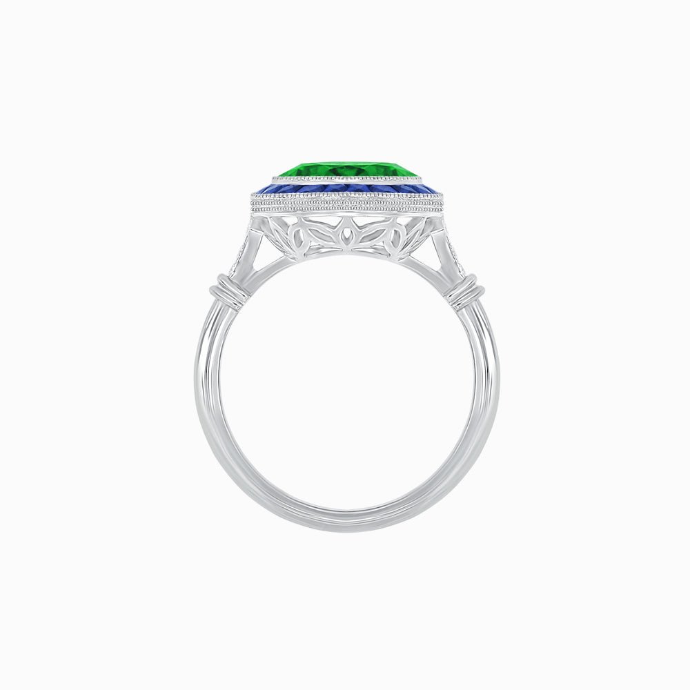 Vintage Inspired Round Gemstone Halo Ring - Shahin Jewelry