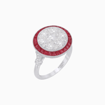 Load image into Gallery viewer, Vintage Inspired Round Illusion Diamond Halo Ring - Shahin Jewelry