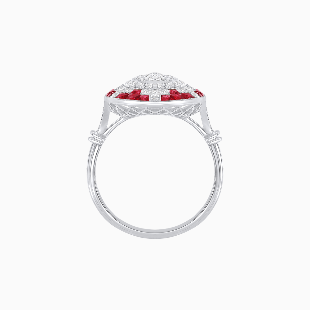 Vintage Inspired Round Illusion Diamond Ring - Shahin Jewelry