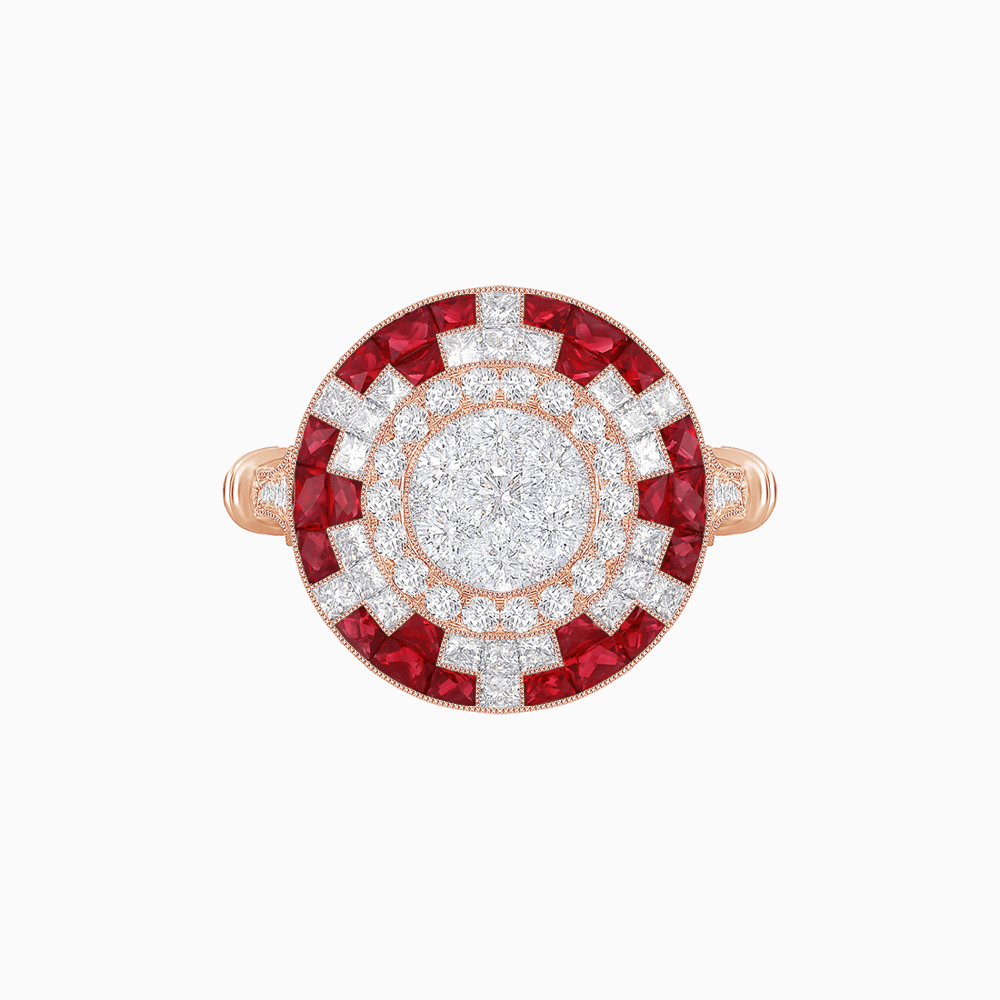 Vintage Inspired Round Illusion Diamond Ring - Shahin Jewelry