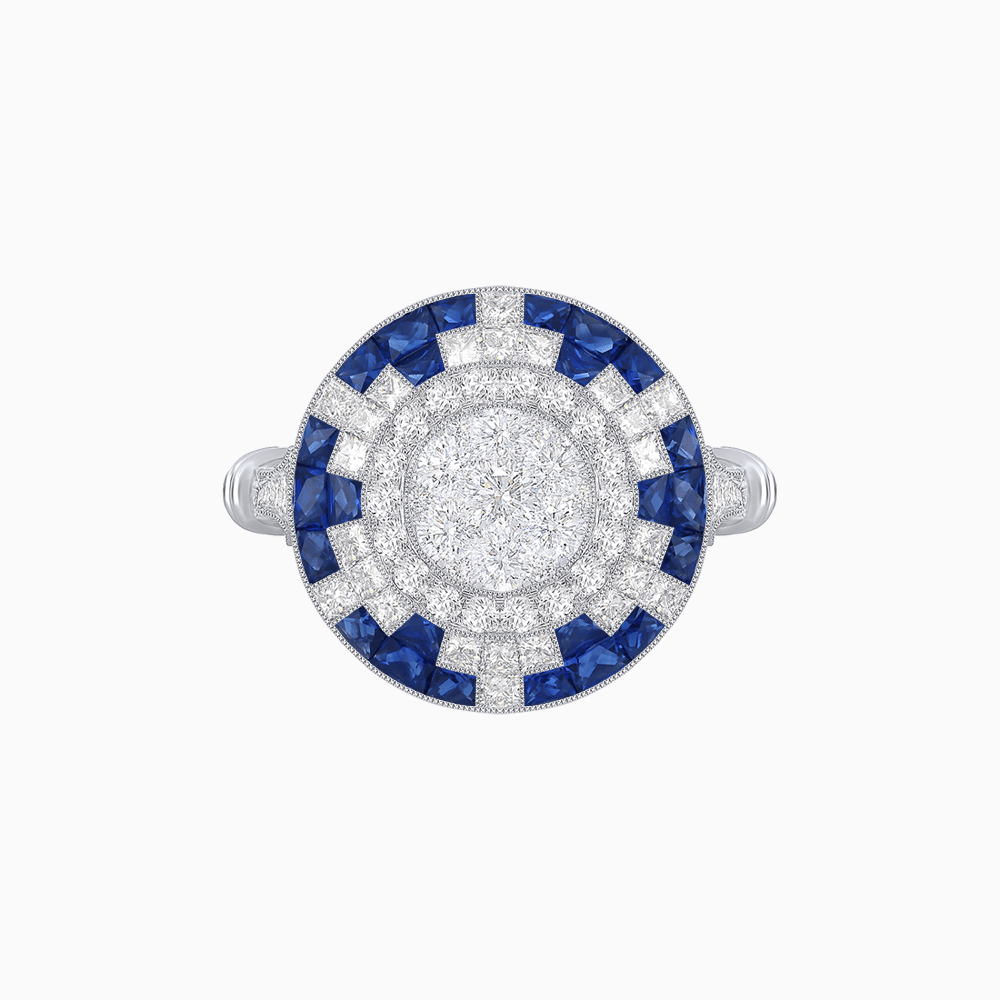 Vintage Inspired Round Illusion Diamond Ring - Shahin Jewelry