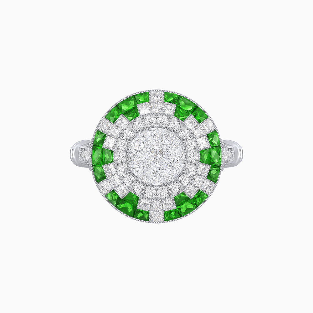 Vintage Inspired Round Illusion Diamond Ring - Shahin Jewelry