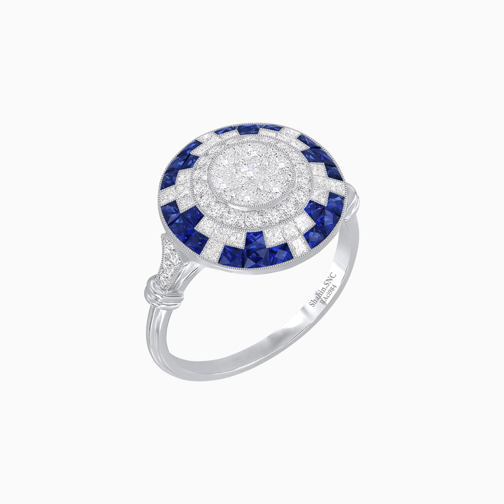 Vintage Inspired Round Illusion Diamond Ring - Shahin Jewelry