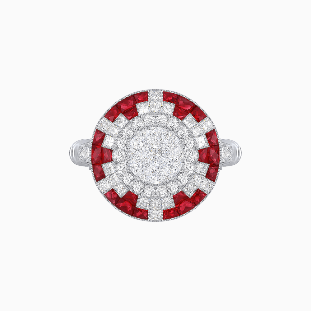 Vintage Inspired Round Illusion Diamond Ring - Shahin Jewelry