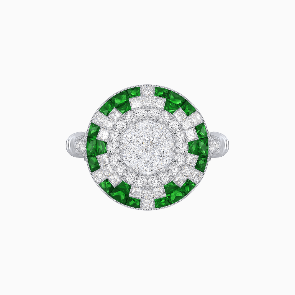 Vintage Inspired Round Illusion Diamond Ring - Shahin Jewelry
