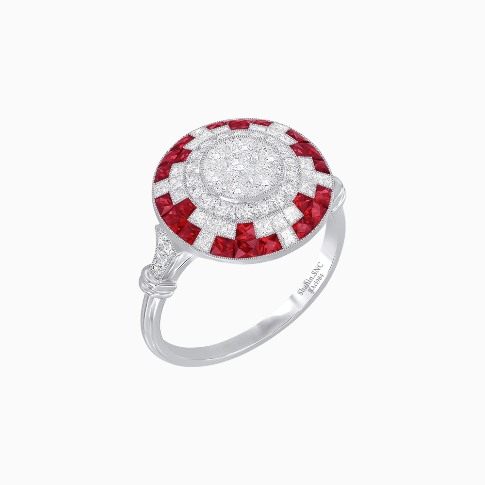 Vintage Inspired Round Illusion Diamond Ring - Shahin Jewelry