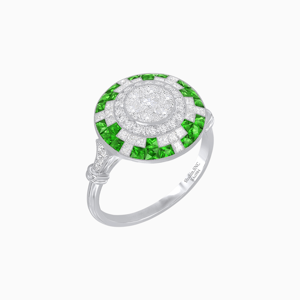 Vintage Inspired Round Illusion Diamond Ring - Shahin Jewelry