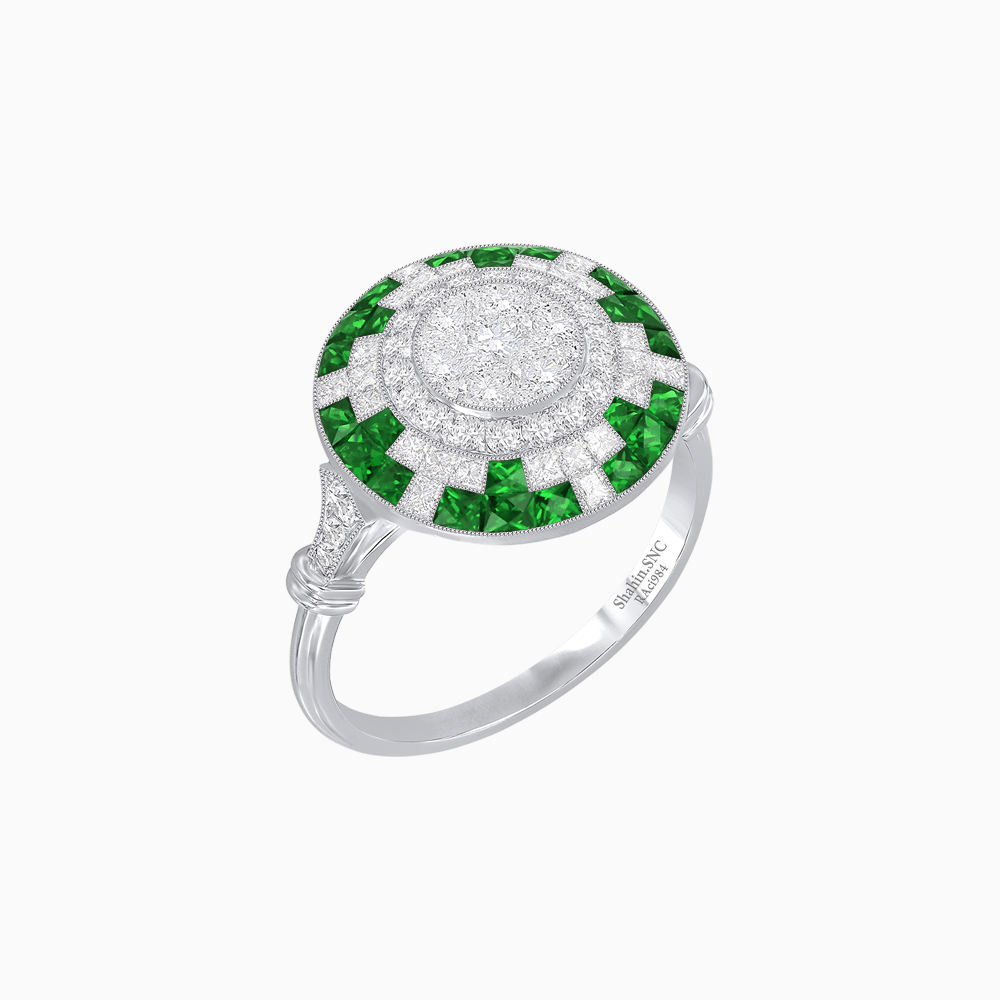 Vintage Inspired Round Illusion Diamond Ring - Shahin Jewelry