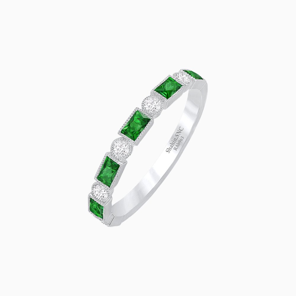 Vintage Inspired Sapphire and Diamond Brilliance Eternity Band - Shahin Jewelry