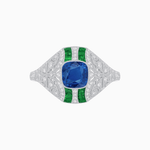 Load image into Gallery viewer, Vintage Inspired Sapphire & Diamond Ring - Shahin Jewelry