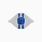 Load image into Gallery viewer, Vintage Inspired Sapphire & Diamond Ring - Shahin Jewelry