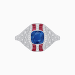 Load image into Gallery viewer, Vintage Inspired Sapphire & Diamond Ring - Shahin Jewelry