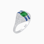 Load image into Gallery viewer, Vintage Inspired Sapphire & Diamond Ring - Shahin Jewelry