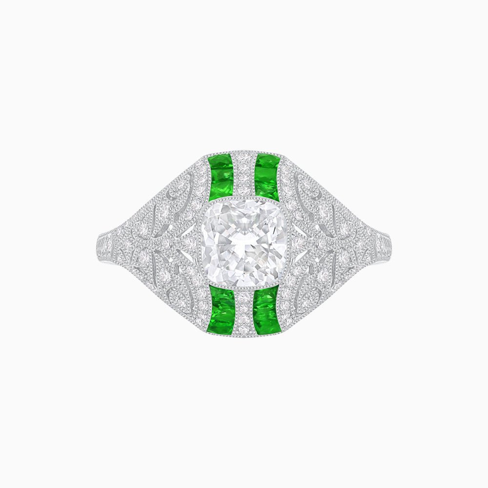 Vintage Inspired Sapphire & Diamond Ring - Shahin Jewelry