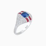 Load image into Gallery viewer, Vintage Inspired Sapphire & Diamond Ring - Shahin Jewelry