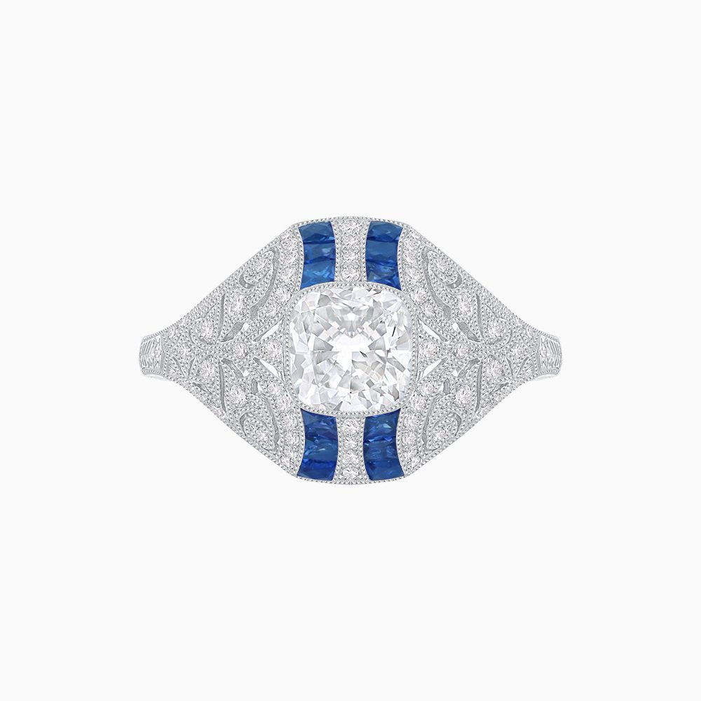 Vintage Inspired Sapphire & Diamond Ring - Shahin Jewelry