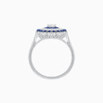 Load image into Gallery viewer, Vintage Inspired Triple Halo Pear - Shaped Ring with Customizable French - Cut and Cabochon Gemstones - Shahin Jewelry