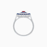 Load image into Gallery viewer, Vintage Inspired Triple Halo Pear-Shaped Ring with Customizable French-Cut and Cabochon Gemstones - Shahin Jewelry