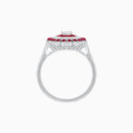 Load image into Gallery viewer, Vintage Inspired Triple Halo Pear - Shaped Ring with Customizable French - Cut and Cabochon Gemstones - Shahin Jewelry