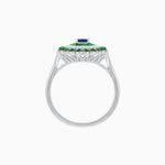 Load image into Gallery viewer, Vintage Inspired Triple Halo Pear-Shaped Ring with Customizable French-Cut and Cabochon Gemstones - Shahin Jewelry