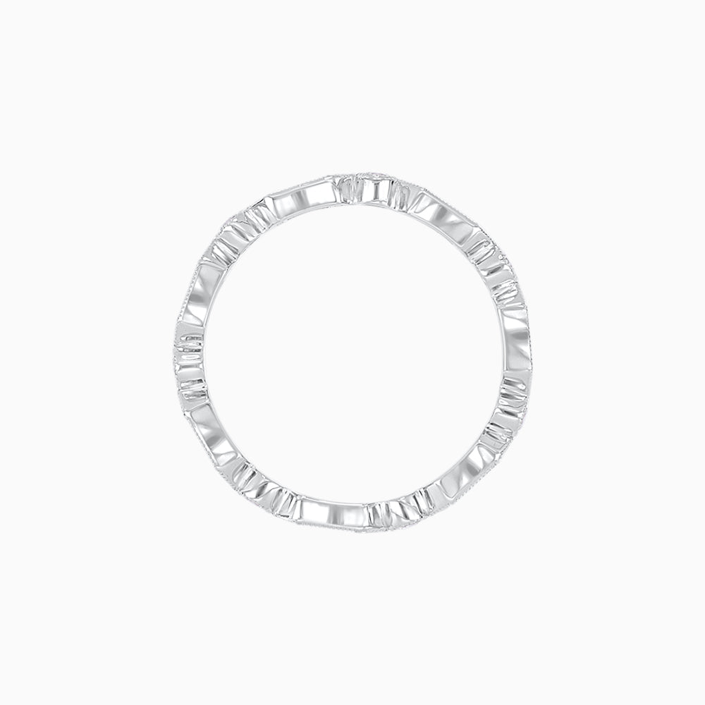 Vintage Style Baguette and Round Diamond Stackable Band - Shahin Jewelry