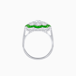 Load image into Gallery viewer, Vintage Style Floral Ring with Round Center Stone, Diamond Halo and French-Cut Gemstone Petals - Shahin Jewelry