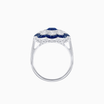 Load image into Gallery viewer, Vintage Style Floral Ring with Round Center Stone, Diamond Halo and French-Cut Gemstone Petals - Shahin Jewelry