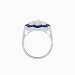 Load image into Gallery viewer, Vintage Style Floral Ring with Round Center Stone, Diamond Halo and French-Cut Gemstone Petals - Shahin Jewelry