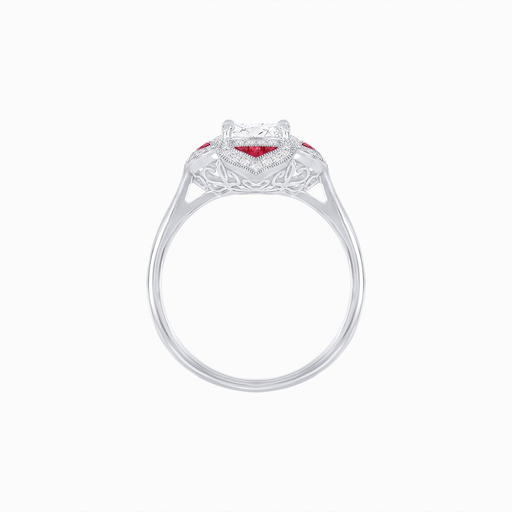 Vintage Style flower - shaped Ring with Diamond - Shahin Jewelry