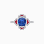 Load image into Gallery viewer, Vintage Style flower - shaped Ring with Gemstone - Shahin Jewelry