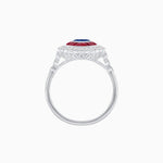 Load image into Gallery viewer, Vintage Style Marquise Ring with French-Cut Gemstone Halo and Scalloped Diamond Border - Shahin Jewelry