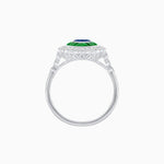 Load image into Gallery viewer, Vintage Style Marquise Ring with French-Cut Gemstone Halo and Scalloped Diamond Border - Shahin Jewelry