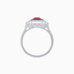 Load image into Gallery viewer, Vintage Style Oval Ring with French-Cut Gemstone Halo and Scalloped Diamond Border - Shahin Jewelry