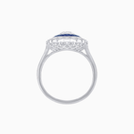 Load image into Gallery viewer, Vintage Style Oval Ring with French-Cut Gemstone Halo and Scalloped Diamond Border - Shahin Jewelry