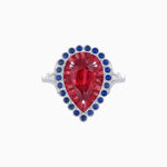 Load image into Gallery viewer, Vintage Style Pear Shape Mosaic Ring with French-Cut and Cabochon Borders - Shahin Jewelry
