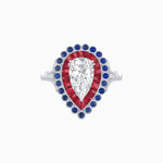 Load image into Gallery viewer, Vintage Style Pear Shape Mosaic Ring with French-Cut and Cabochon Borders - Shahin Jewelry