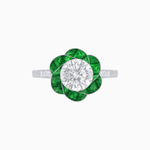 Load image into Gallery viewer, VVintage Inspired Floral Calibré-Cut Gemstone Petal Halo Ring - Shahin Jewelry