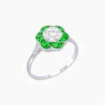 Load image into Gallery viewer, VVintage Inspired Floral Calibré-Cut Gemstone Petal Halo Ring - Shahin Jewelry
