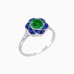 Load image into Gallery viewer, VVintage Inspired Floral Calibré-Cut Gemstone Petal Halo Ring - Shahin Jewelry