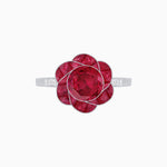 Load image into Gallery viewer, VVintage Inspired Floral Calibré-Cut Gemstone Petal Halo Ring - Shahin Jewelry
