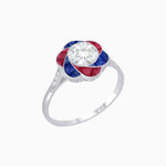 Load image into Gallery viewer, VVintage Inspired Floral Calibré-Cut Gemstone Petal Halo Ring - Shahin Jewelry
