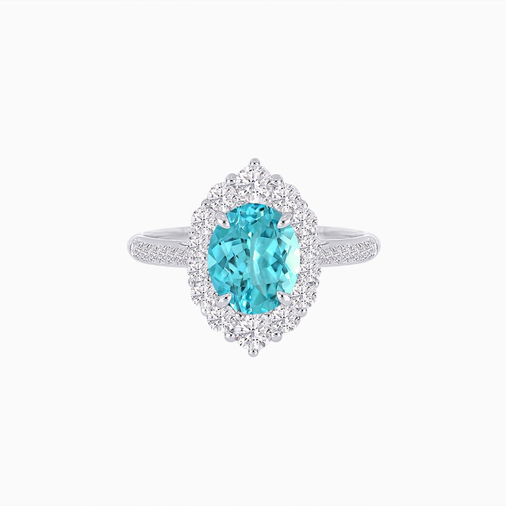 14K White Gold Apatite and Diamond Ring – Classic Collection - Shahin Jewelry