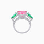 Load image into Gallery viewer, 14K White Gold Three - Stone Morganite and Apatite Ring – Classic Collection - Shahin Jewelry
