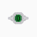 Load image into Gallery viewer, 18K White Gold Emerald and Diamond Ring – Classic Collection - Shahin Jewelry

