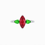 Load image into Gallery viewer, 18K White Gold Marquise Ruby and Tsavorite Three - Stone Ring – Classic Collection - Shahin Jewelry
