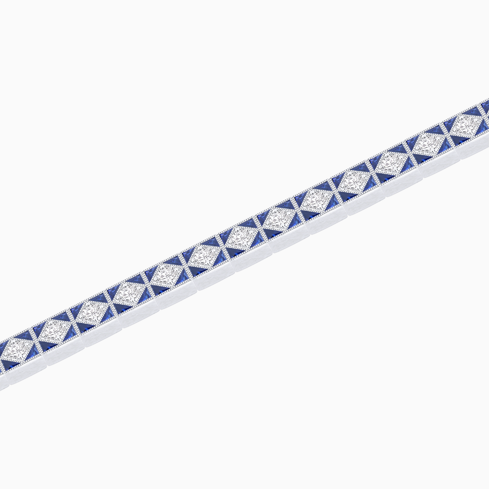 Art Deco Inspired Geometric Gemstone and Diamond Bracelet