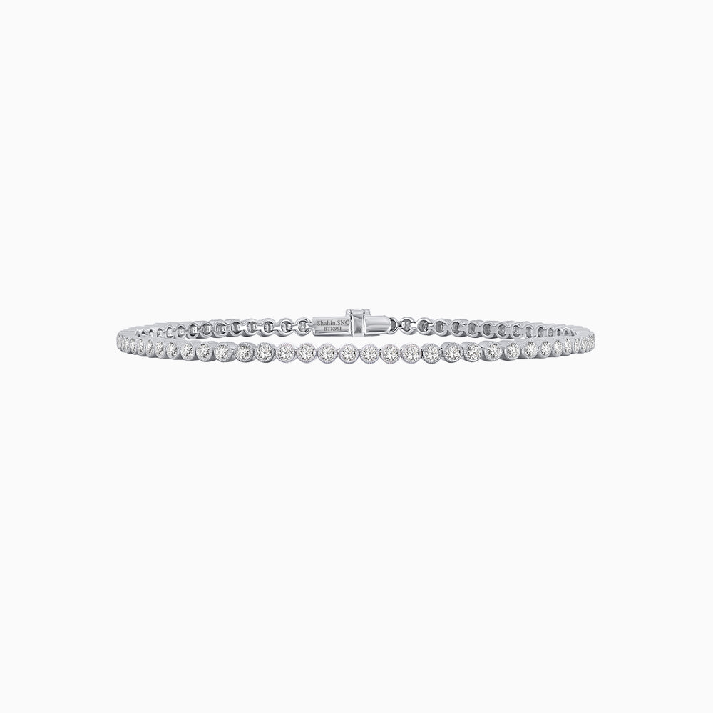 Round-Cut Tennis Bracelet with Bezel- Settings in Gemstones or Diamonds