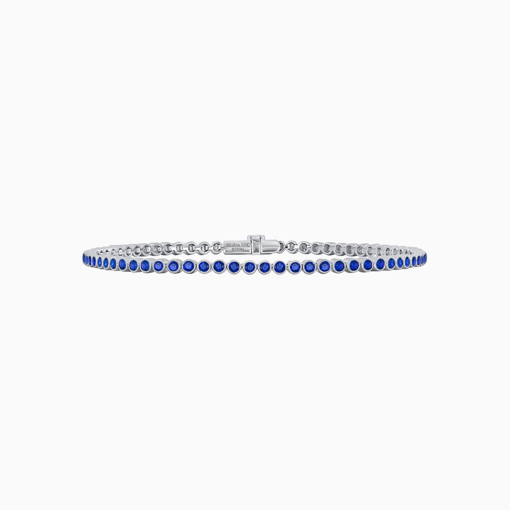 Round-Cut Tennis Bracelet with Bezel- Settings in Gemstones or Diamonds